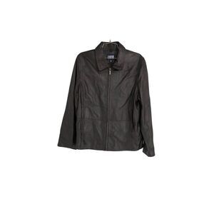 Blassport Women's Black Leather Jacket XL Long Sleeve‎ Casual Zip Front Vintage